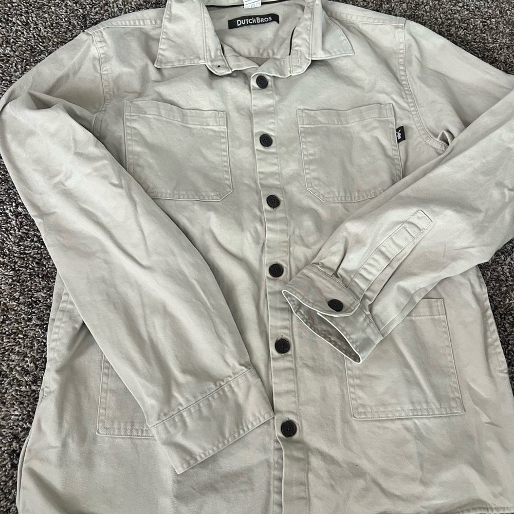 Dutch Bros Gray Casual Button Down Shirt